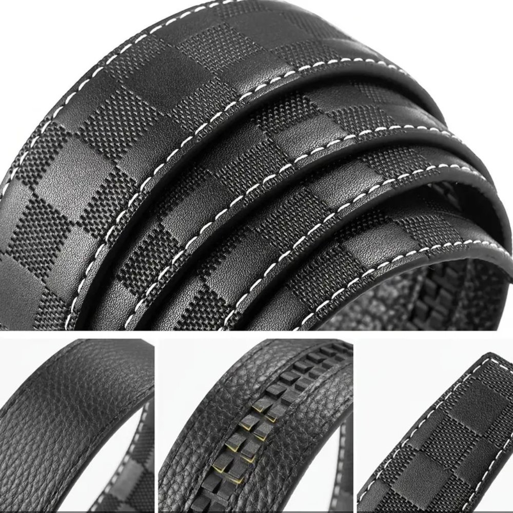 The Checkerboard Leather Belt: A Stylish and Practical Accessory for Men - Picture 4 of 7